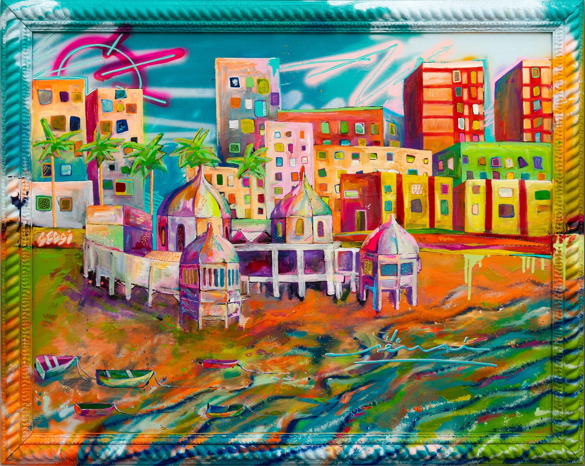 Pintura contemporánea de La Caleta de Cádiz desde una mirada urbana y expresiva, proyecto SENSI de Antonio Asensio Rocha
