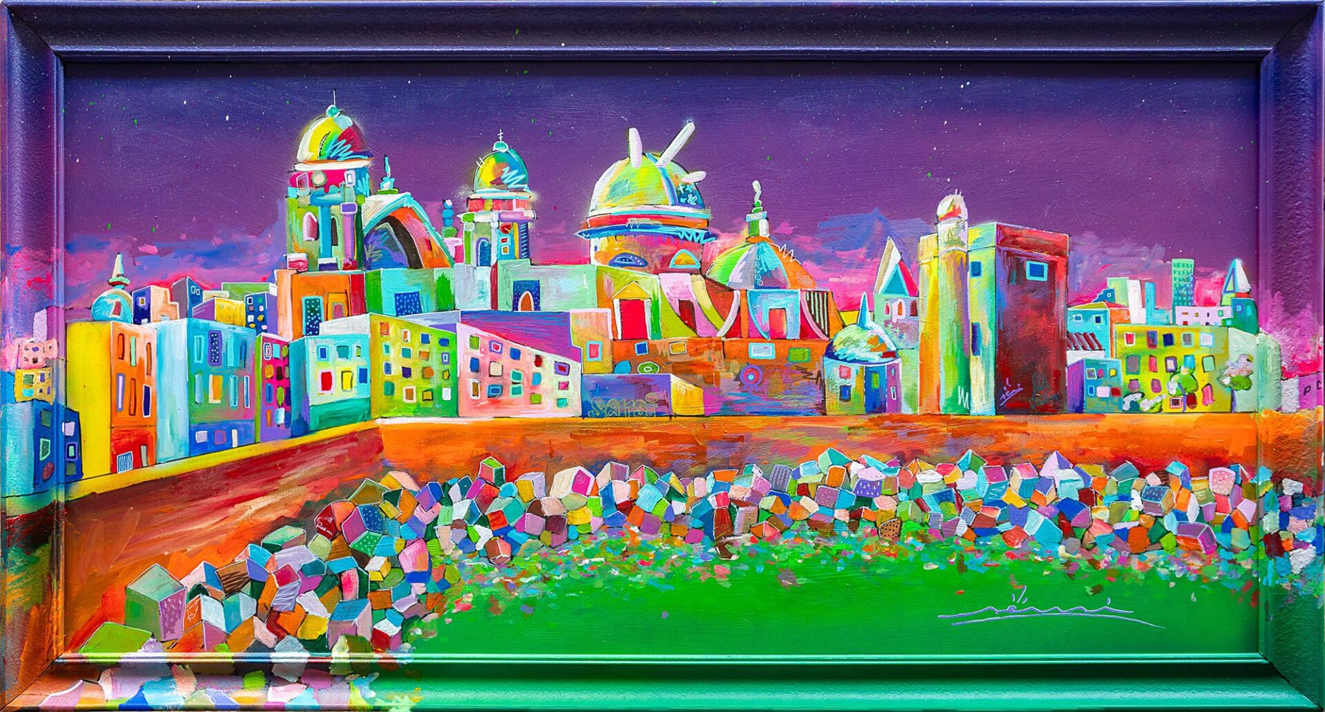 Interpretación nocturna del Campo del Sur de Cádiz en pintura contemporánea, proyecto SENSI arquitectura como signo