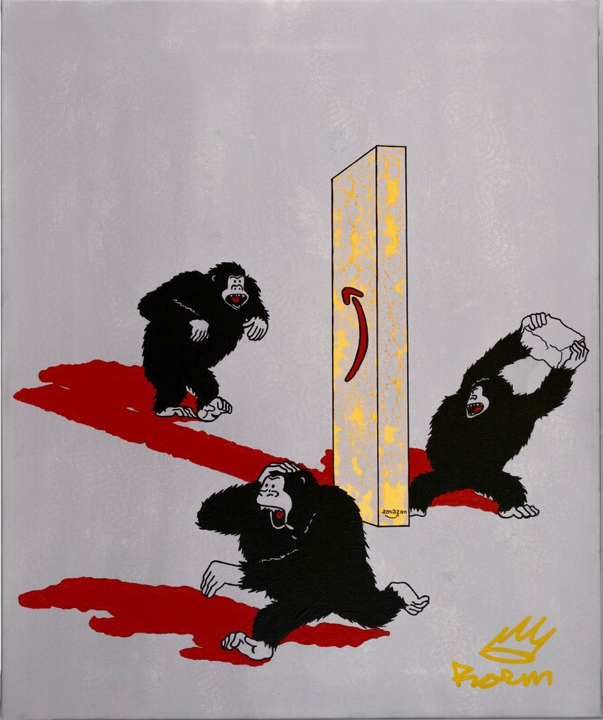 Pintura crítica sobre tecnología y consumo, 2001 Una Odisea en la TIerra, ROEM