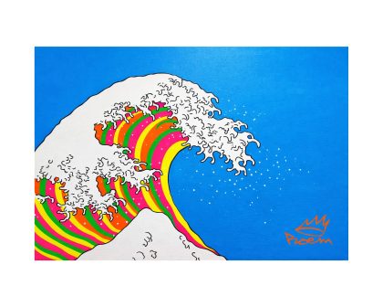 La gran ola de okusai interpretada por Roem con colores fluor