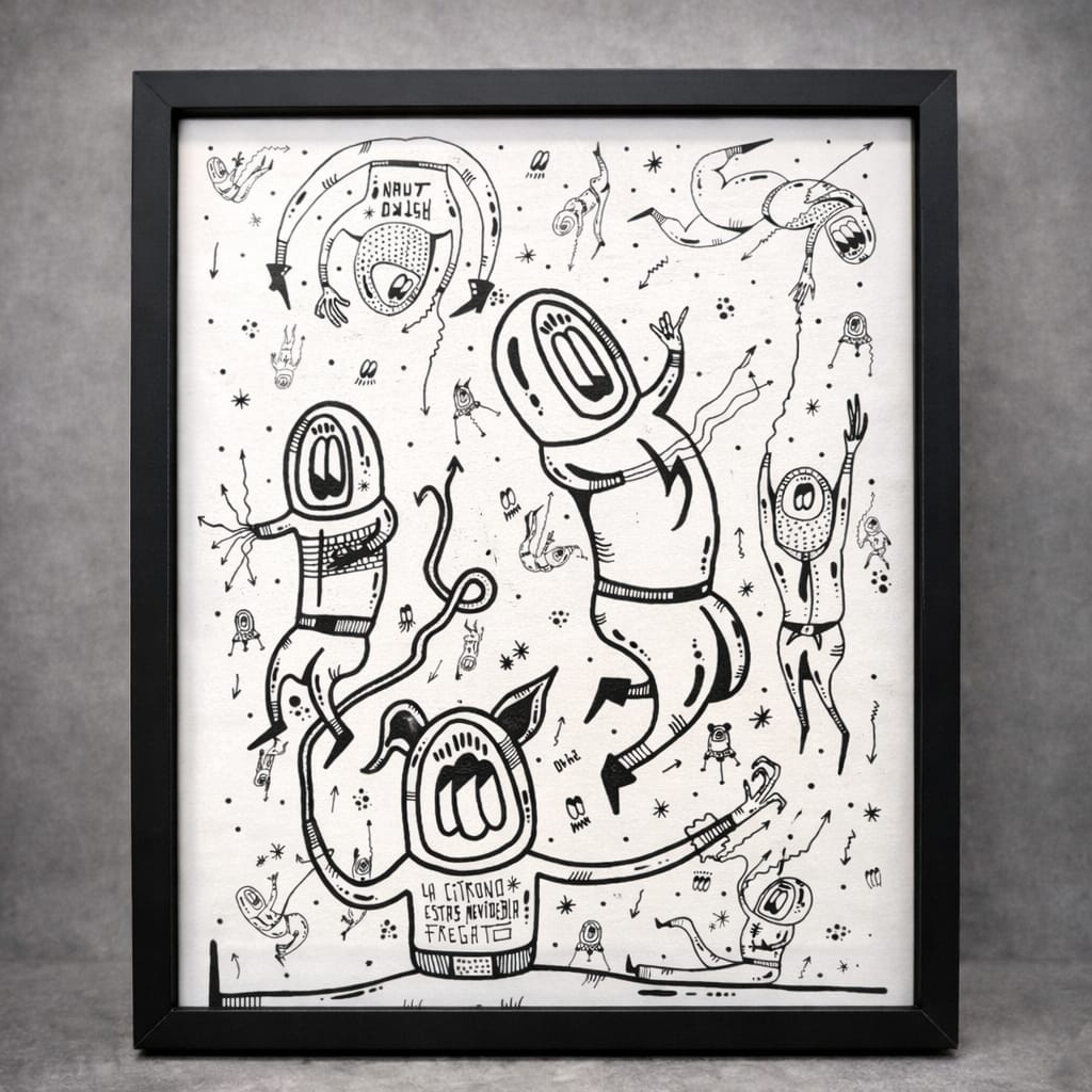 Original acrílico sobre papel astronaut clastia studio