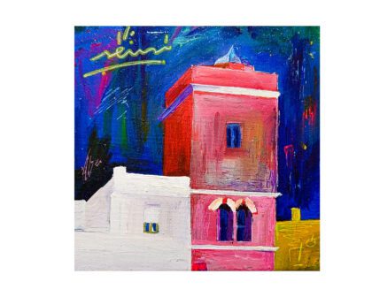 Obra original pintada por sensi. Torre mirador de Cádiz de noche
