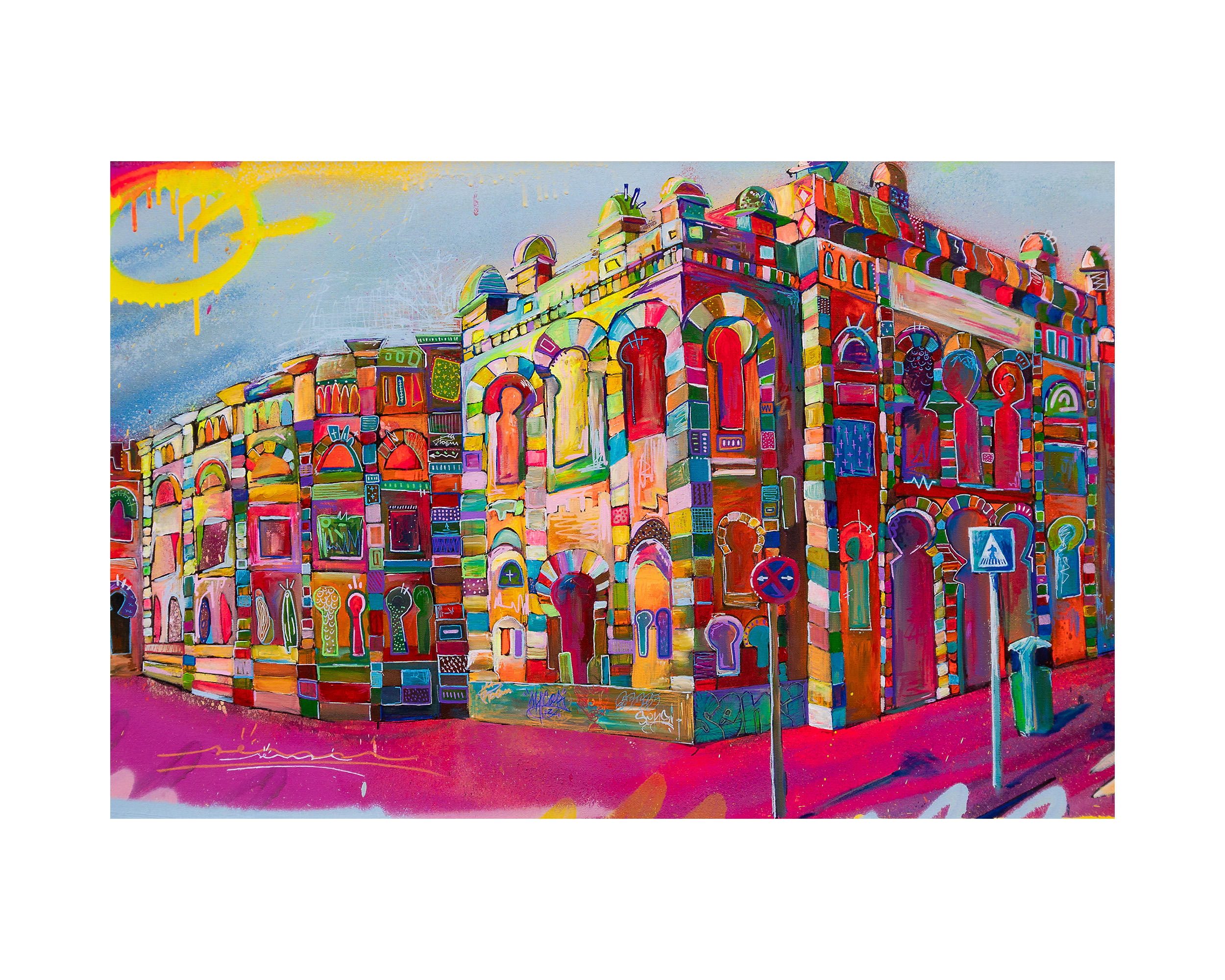 Gran teatro Falla de Cádiz. Pintura original de Sensi de Clastia Studio. Detalle