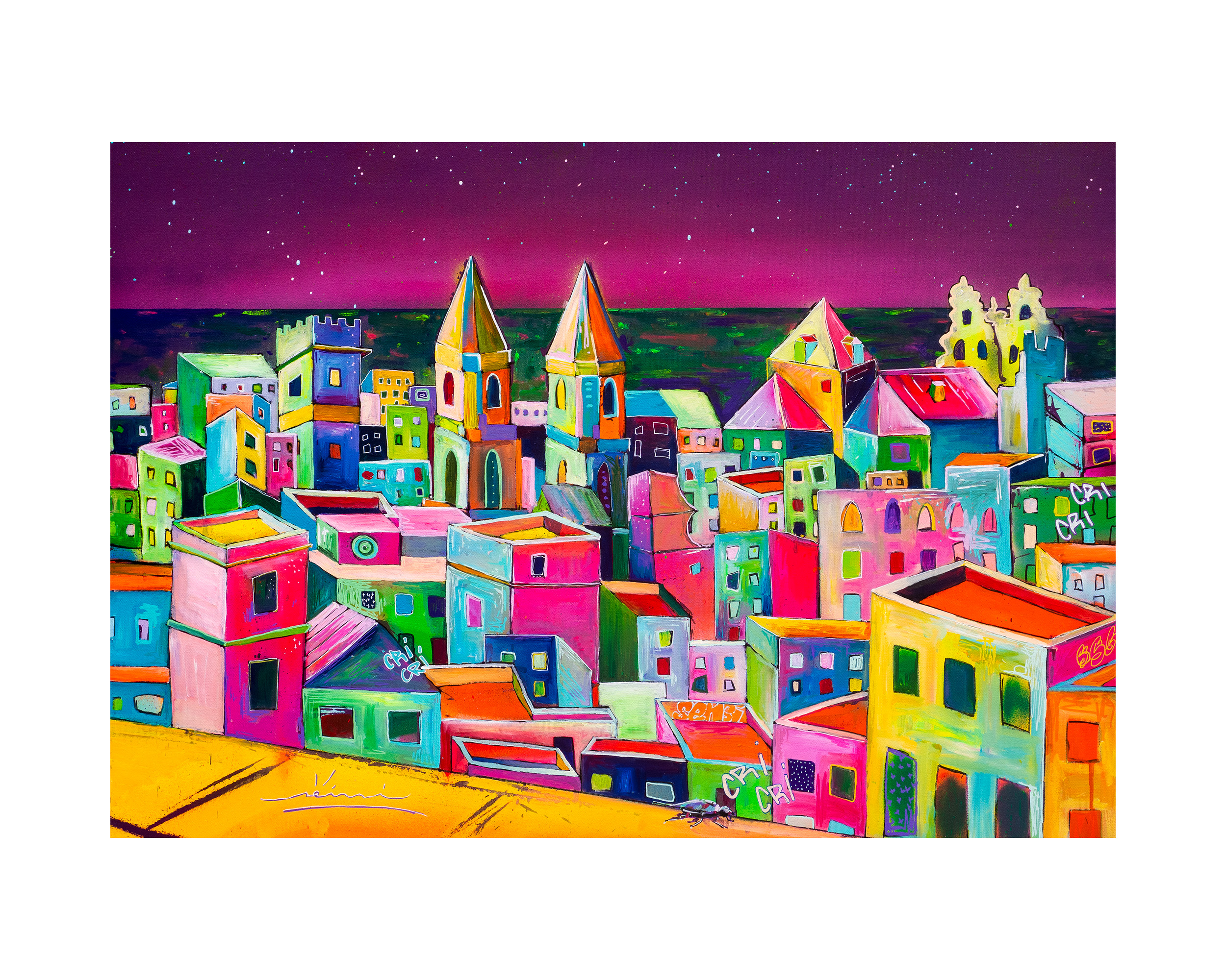 Una noche de verano en Cádiz. Pintura contemporánea de Sensi