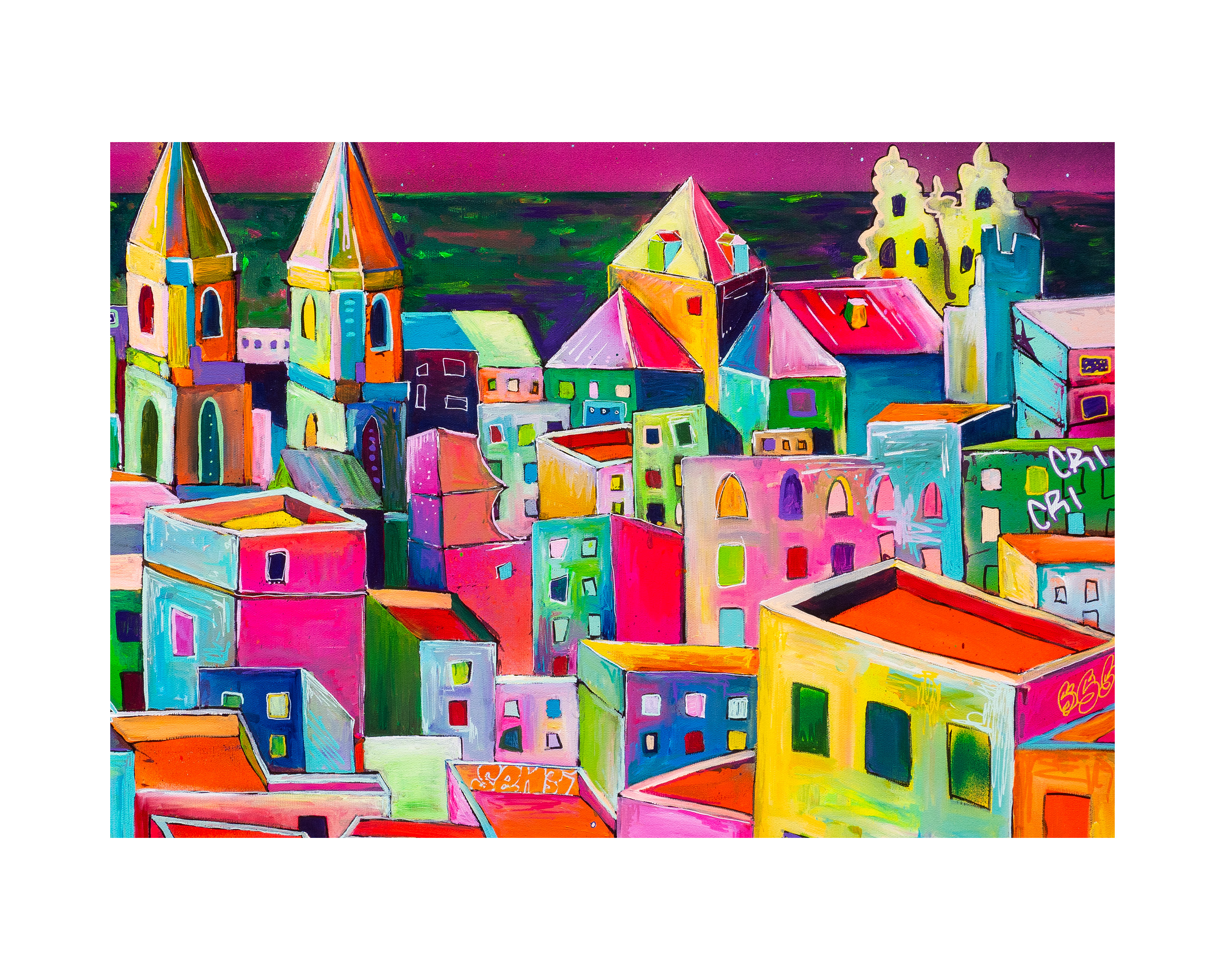 Una noche de verano en Cádiz. Pintura contemporánea de Sensi detalle
